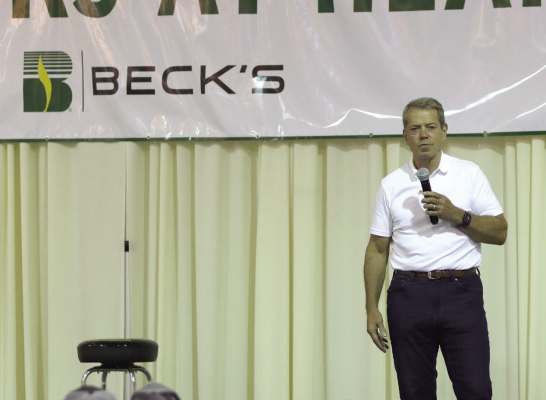 Governor Jim Pillen addressed the Beck’s crowd for more than an hour last week.