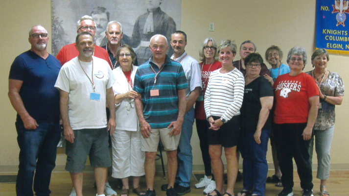 Pictured are second cousins, front row: Chris Schroeder, Rhonda Richards, Kevin Nelson, Ann Tisthammer, Dianne Sindelar and Yvonne Cass; and back row: Rod Nelson, John Nore, Chris Nelson, Ritch Nelson, Mary Razor, Jerry Tisthammer, Rebecca Frandsen and Kitty Tatro