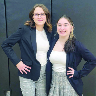 DUET ACTING team for St. Edward includes Lakin Prososki, l., and Josie Sock.