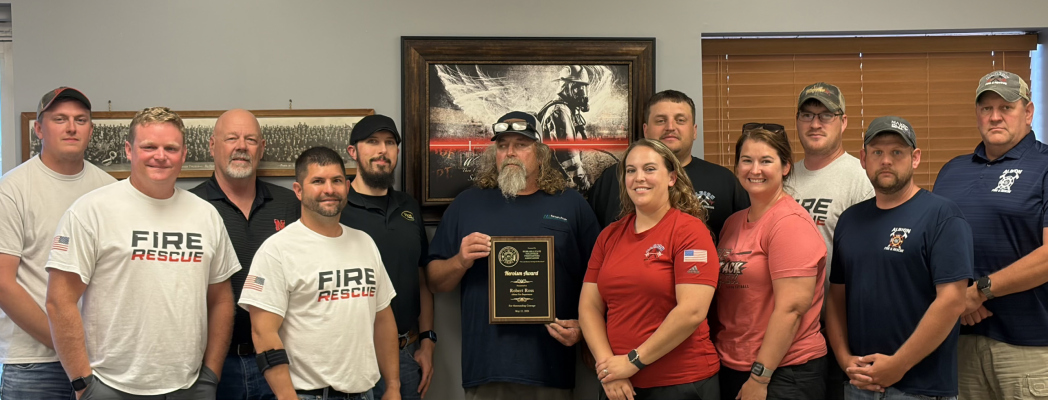 Robert Ross was unable to attend the Opening Ceremonies on May 15th, but was able to attend the June 8th AVFD Meeting and receive his plaque, he is pictured above (center, holding plaque), and the photo includes Isaac Reeder and several AVFD members that responded to the incident.