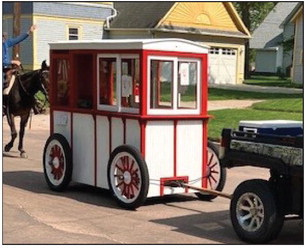 The newly refurbished popcorn wagon