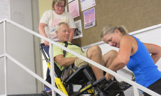Learning the correct procedure was Ginni Seier and Angie Simons with Boomer as the patient.