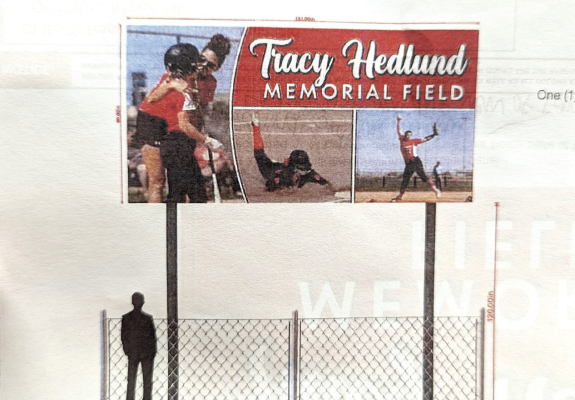 An early, prelimiary look at a possible design and height for the new signage.