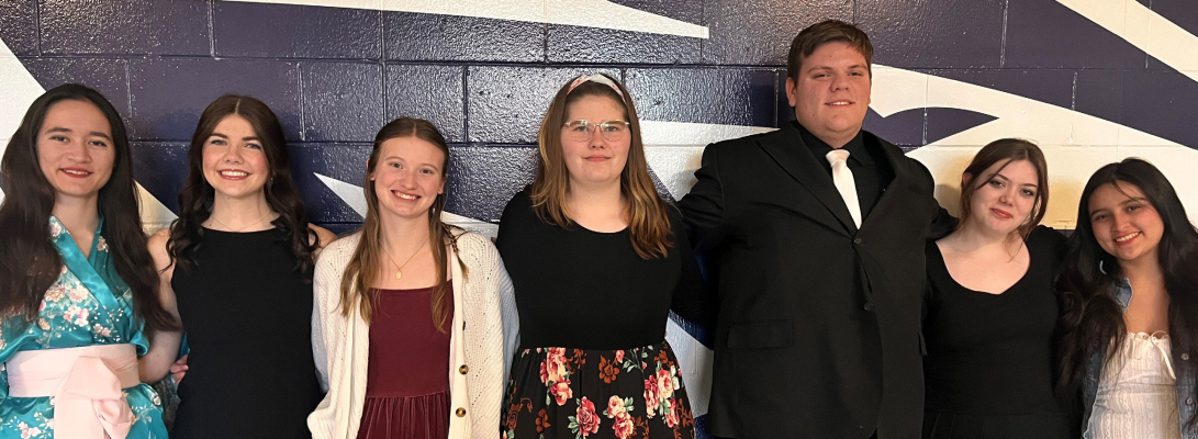 Boone Central Choir UNK Honor Choir participants: (l to r) Leia Barnes, Katelyn Curry, Kate Maricle, Lacie Miller, Riley Lordemann, Vivian Carnley, Maria Jose Lucas Moreno