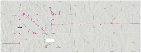 PURPLE AREAS of map designate the rural properties to be served with high speed internet with expansion of the Stealth Broadband fiber optic cable network.