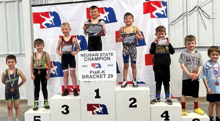 Oliver Frisch (#1) was named Champion in his wrestling bracket at the NEUSAW tournament last week. submitted photos