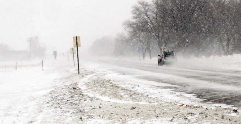 TOUGH CONDITIONS LAST WEEK -- Blowing and drifting snow created hazardous driving conditions across the area on several days last week. This photo shows conditions on Highway 39 near Albion, heading toward St. Edward, on Thursday afternoon, Jan. 18.