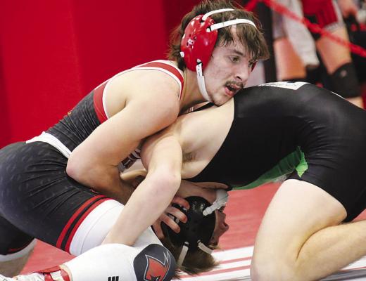 Boone Central’s Carson Wood returned to the mat after a long injury recovery and placed 4th in the Madison Invitational Friday. (Photo, Rose Buhlmann)