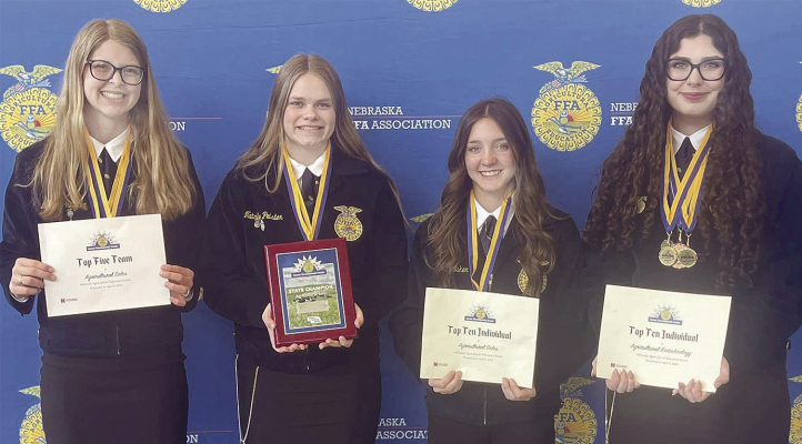 NATIONAL QUALIFIERS -- Boone Central FFA Ag Sales team of (l.-r.) Melany Preister, Natalie Pelster, Ciara Baker and Bella Meyer won the state contest for their event, and also qualified for national competition.