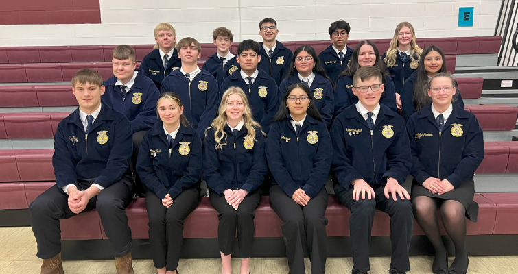 Photo: Front (l to r): Ryan Cumming, Josie Sock, Olivia Reardon, Arlette Irineo, Kalvin Sindelar, Rebekah Ketelsen. Middle (l to r): Kolten Alder, Parker Fitchner, Dennis Bernal, Jocelin Bernal, Macy Reardon, Emily Cruz Sanchez. Back (l to r): Carter Anson, Triton Sindelar, Zaiden Heusman, Abner Carvajal, and Katelyn Werts.