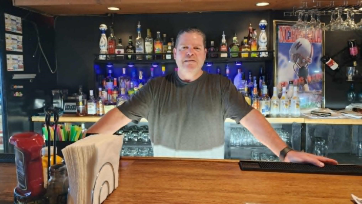 Angel Paez at the bar in Beaver’s Pub.