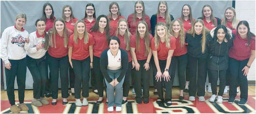 BOONE CENTRAL FCCLA members competing at District STAR last week were (back, l.-r.) Elissa Reynoldson, Myah Rankin, Audra Groth, Cassidy Maricle, Bethany Preister, Melany Preister, Briana Johnson, Jaimie Zwiener and Kaylee Shively; (front) Taryn Stephens, Brooklyn Primrose, Kaci Weis, Miranda McGill, Maddie Reilly, Mishayla Slaymaker, Payton Becker, Marisa Malander, Natalie Schrad, Ella Folgelman, Leynn Luna Cadena and Britney Naber. Chapter advisor Leann Aldana is in front.
