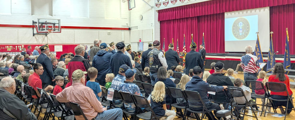 As the band played, each branch of servicemen and women stood to be recognized during their anthems.