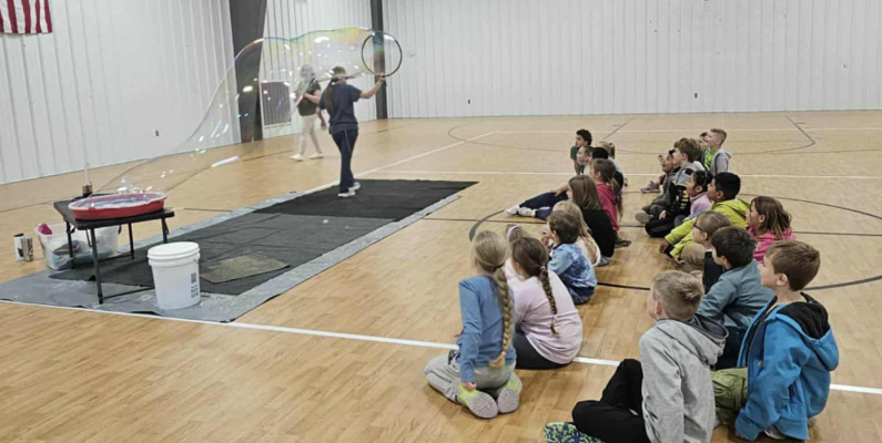 Nicole Havlik of Edgerton Explorit Center was on hand to present Amazing Bubbles to St. Edward PreK - 2nd grades, hosted by the St. Edward Public Library.