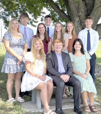 Seated: Tessa Barlow, Aiden Klein, Harlie Tyler; Standing: Quinn Hoefer, Grady Drueke, Jovie Borer, Landyn Veik, Camry Kittelson, Reese Stuhr, Karson Kallhoff