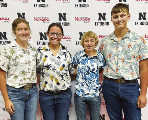 STATE CHAMPS -- Members of the champion Nebraska 4-H Senior Livestock Quiz Bowl team (l.-r.) Cassidy Maricle, Aidan Choat, Nicholas Groeteke and Ryan Cumming.