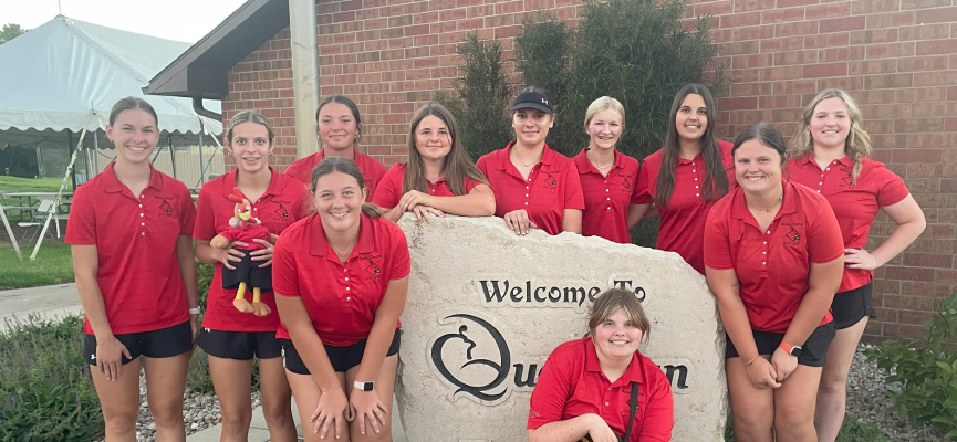 Back Row (L to R): Sydney Spangler, Maddie Kuta, Ashlynn Naber, Brooklyn Krohn, Audrey Meyer, Ella Gompert, Molly Harris, Katie Lueken, Carley Beckwith; Front Left: Katelyn Krohn; Front Right: Lacie Miller