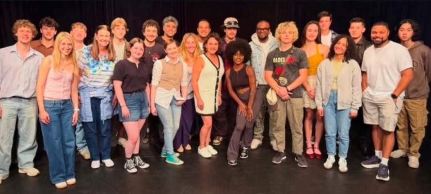 Barnes (sixth from the left) with her acting class members.