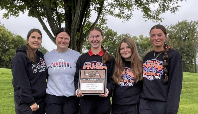 The Lady Cardinal golf team includes (l to r): Molly Harris, Katie Lueken, Sydney Spangler, Brooklyn Krohn and Ashlynn Naber.