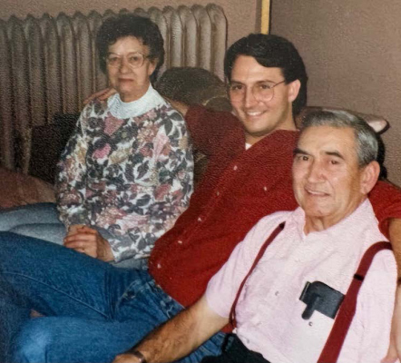 Finley with his parents at his grandparents’ home in Nebraska, in the mid-1970s.