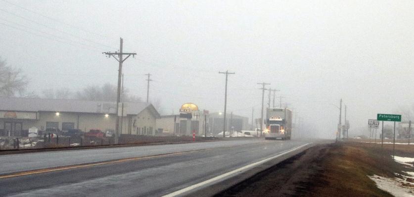 This photo was taken last Friday, Feb. 2, 2024 at the south entrance into Petersburg. Fog has been prevalent for several days in the area. Jim Dickerson • Petersburg Press