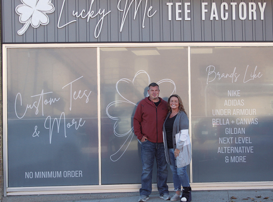 Jeff and Erica Young at their new shop on Church Street in Albion.