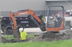 Fiber optic cable installation underway