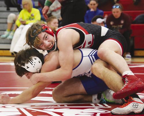Boone Central’s Tracy Perez returned to the mat to help the Cardinals compete in the Madison Invitational and Mid-State Conference meets (Photo, Rose Buhlmann